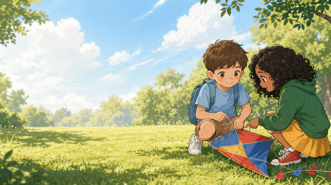Ilustración de la escena 3: Lucas y la cometa que no quería volar