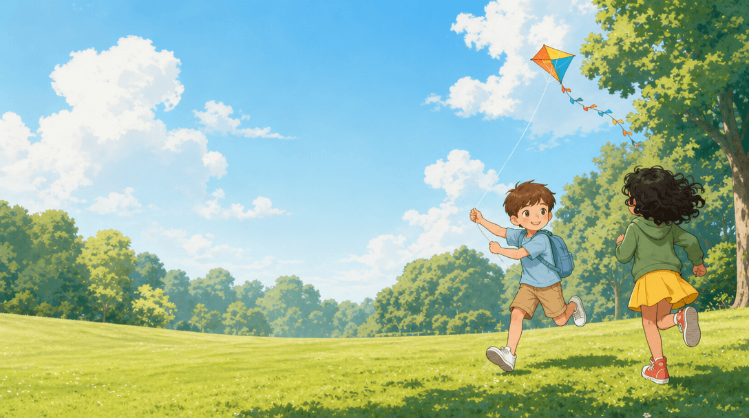 Ilustración de la escena 5: Lucas y la cometa que no quería volar