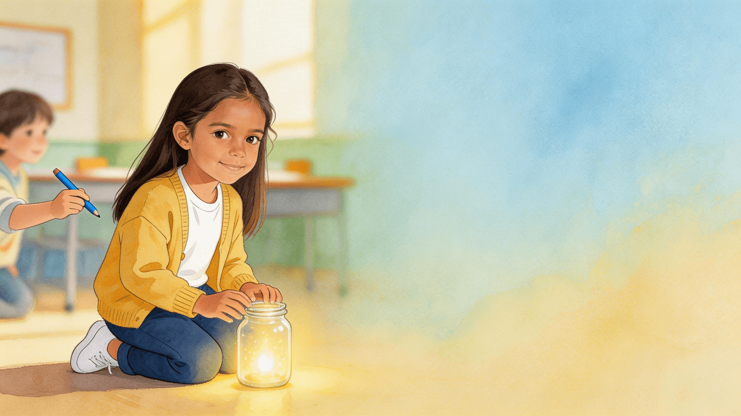Ilustración de la escena 4: Alba y el tarro de las cosas bonitas