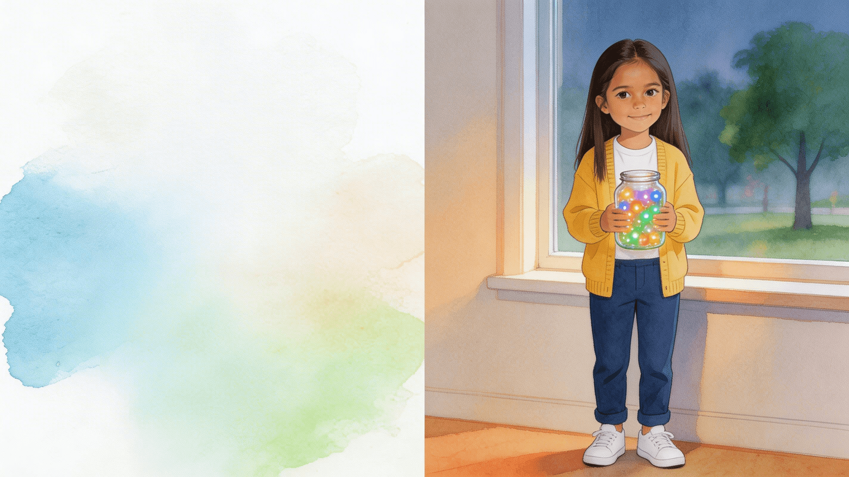 Ilustración de la escena 5: Alba y el tarro de las cosas bonitas