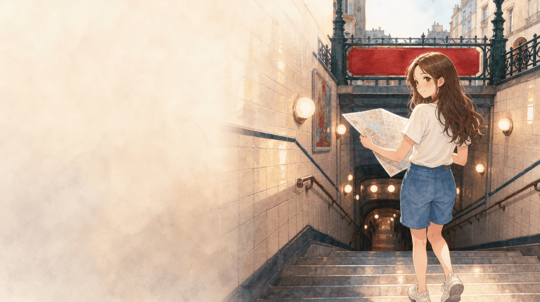 Illustration de la scène 2: Emma voyage en métro pour la première fois