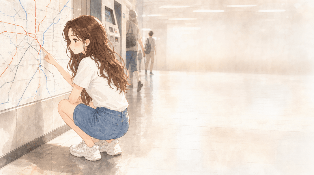 Illustration de la scène 3: Emma voyage en métro pour la première fois