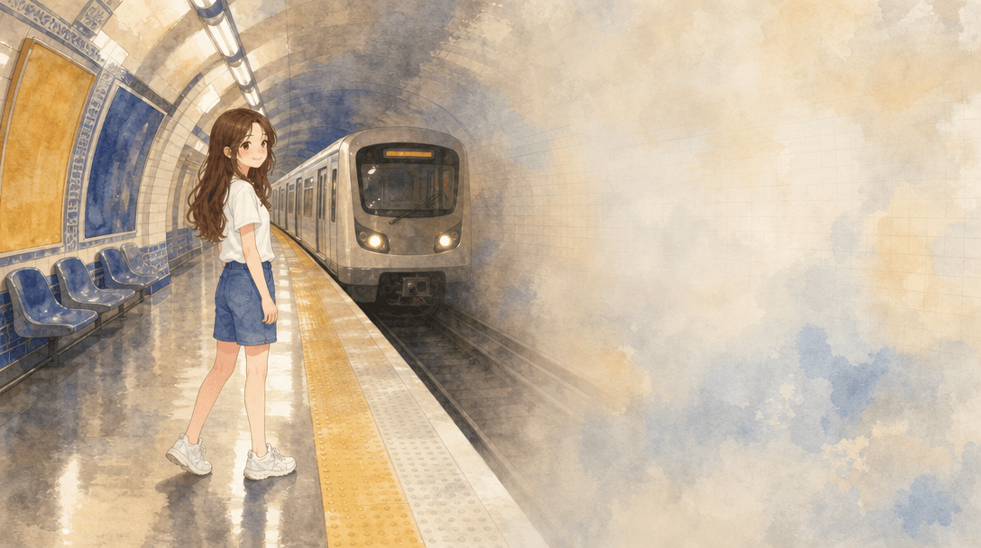 Illustration de la scène 5: Emma voyage en métro pour la première fois