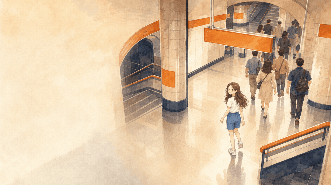 Illustration de la scène 8: Emma voyage en métro pour la première fois