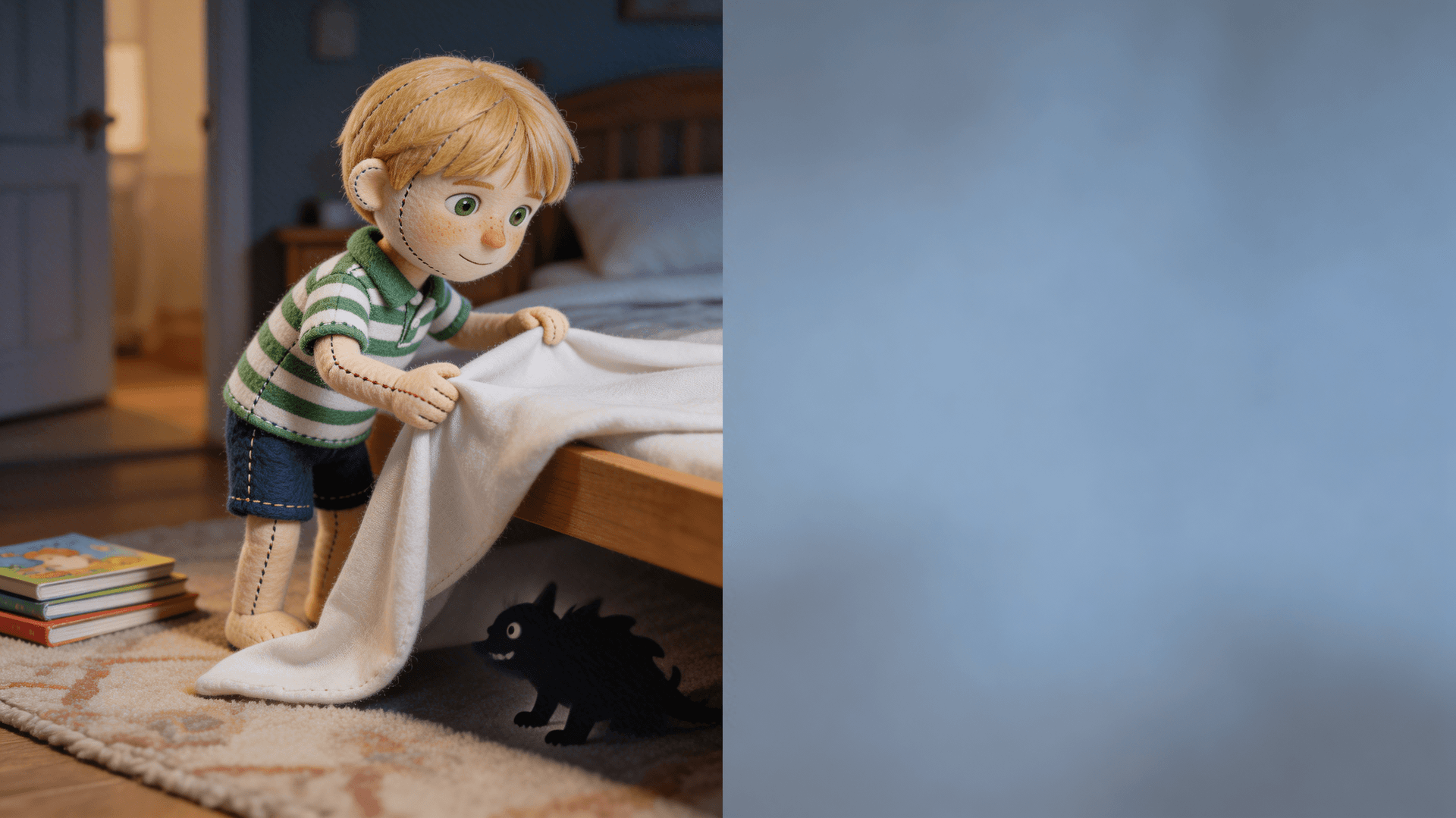 Ilustración de la escena 2: Leo y el monstruo que tenía miedo