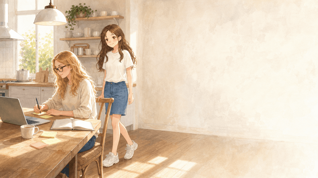Illustration de la scène 3: Emma écrit son premier livre
