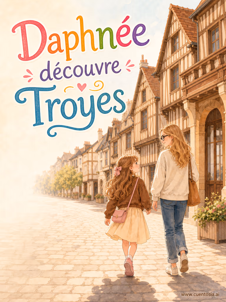 Couverture illustrée du conte « Daphnée découvre Troyes », Culture et traditions, illustration en Illustration Numérique