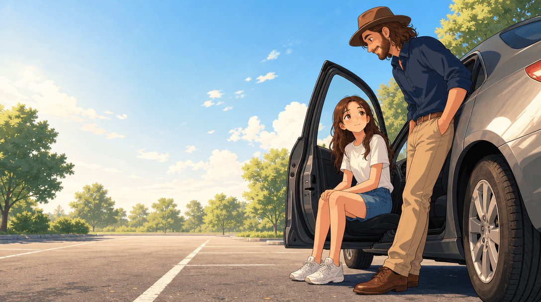 Illustration de la scène 6: Emma passe son permis de conduire