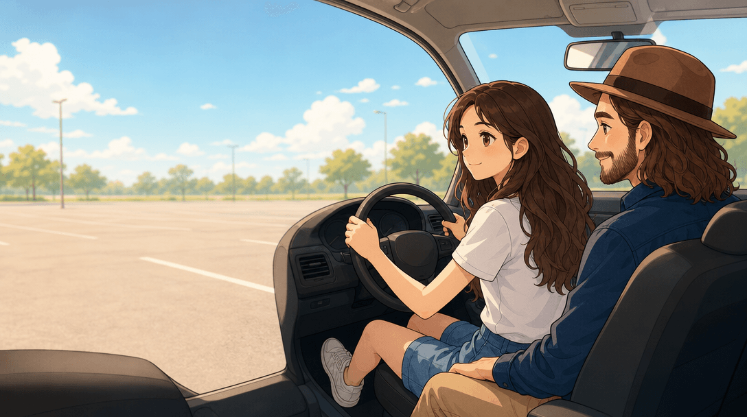Illustration de la scène 8: Emma passe son permis de conduire