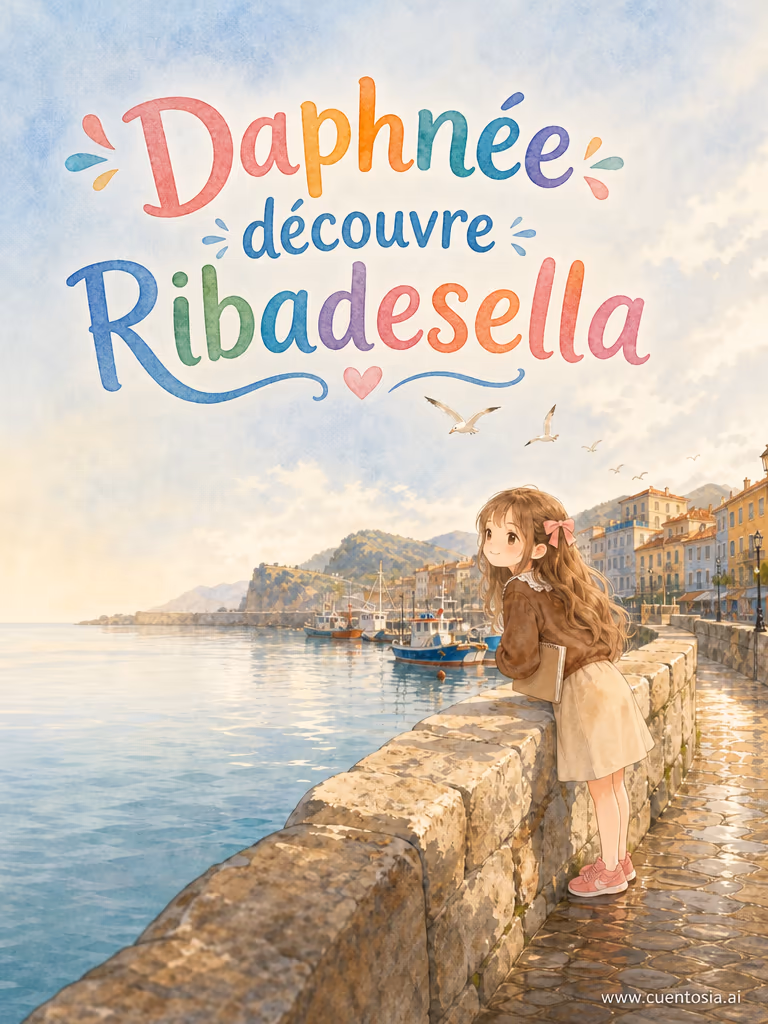 Couverture illustrée du conte « Daphnée découvre Ribadesella », Connaissance de l'environnement, illustration en Aquarelle