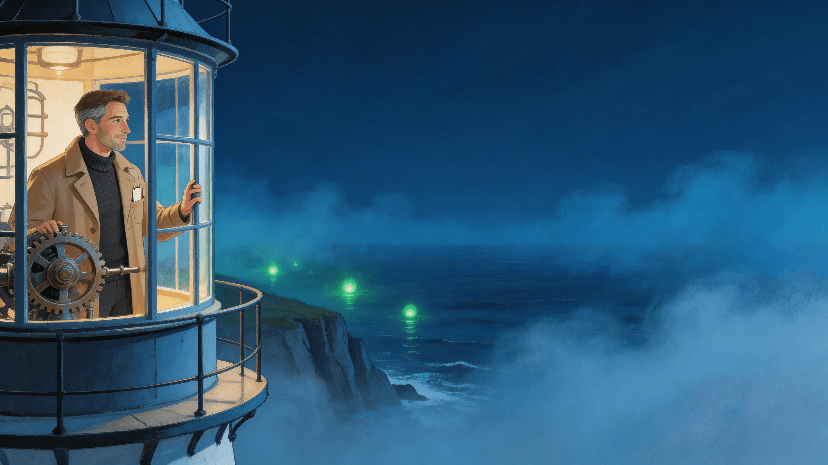 Ilustración de la escena 2: Las sombras del faro de Punta Negra