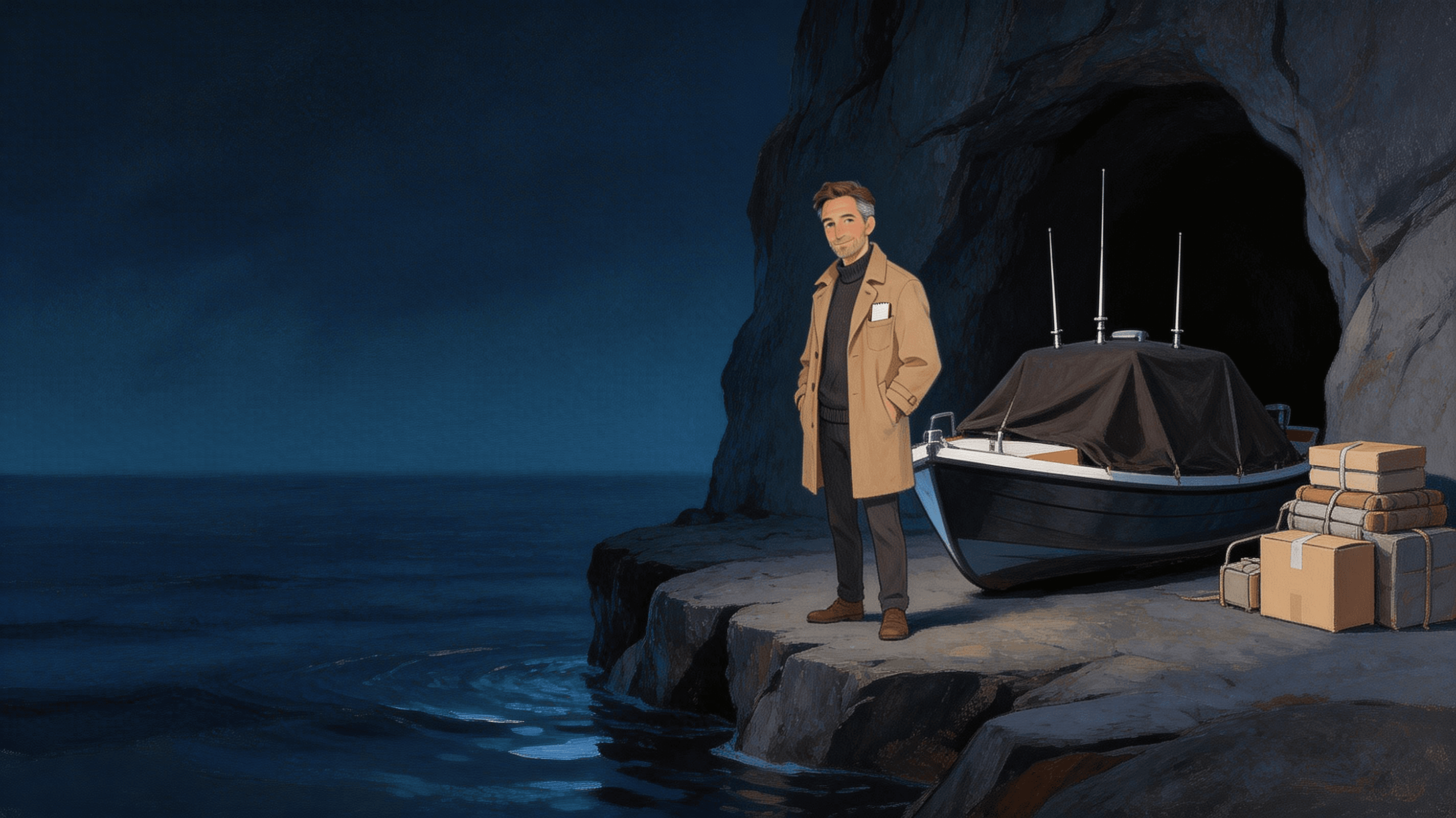 Ilustración de la escena 5: Las sombras del faro de Punta Negra