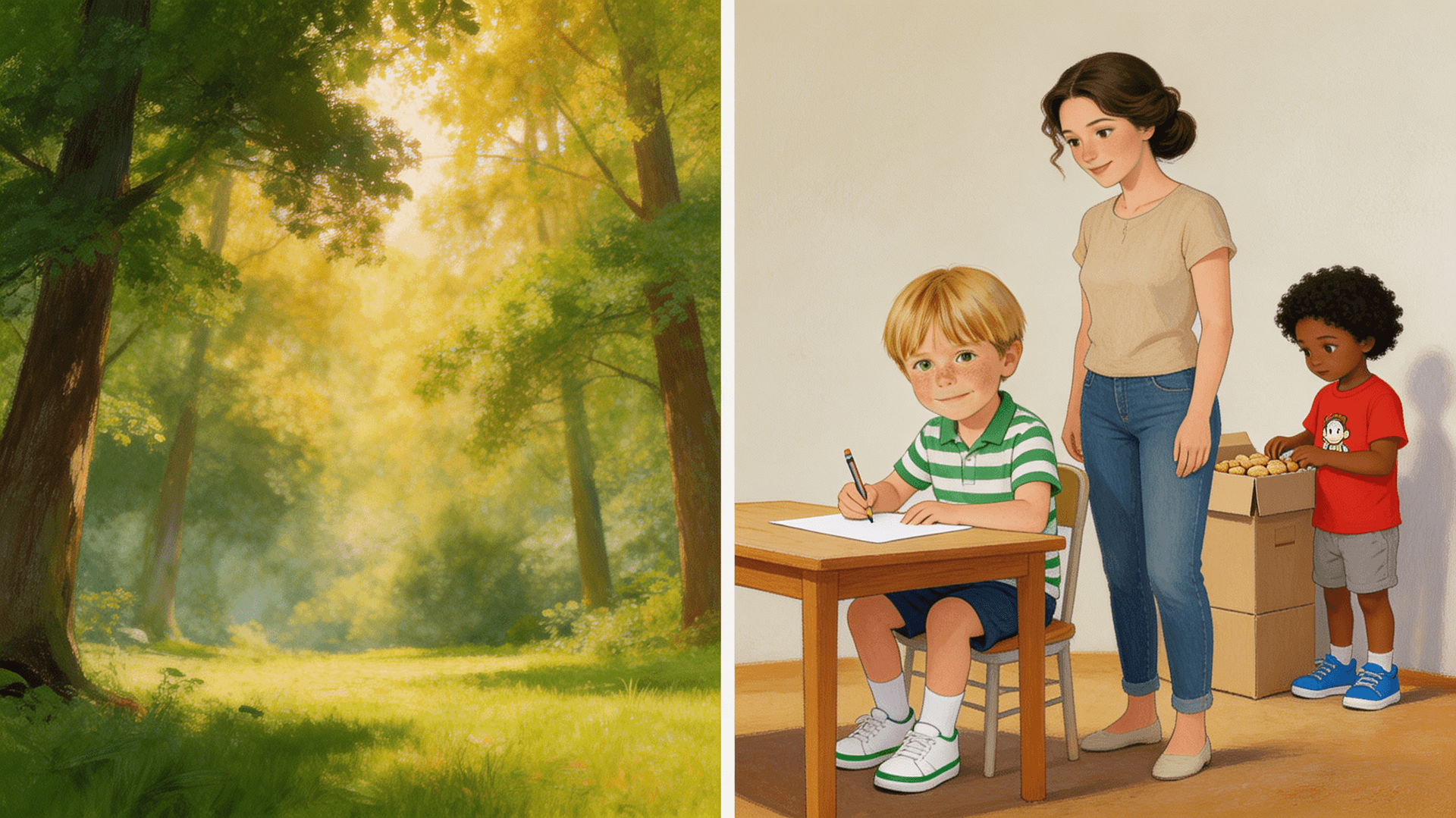 Ilustración de la escena 11: Leo y la casa que no conoce
