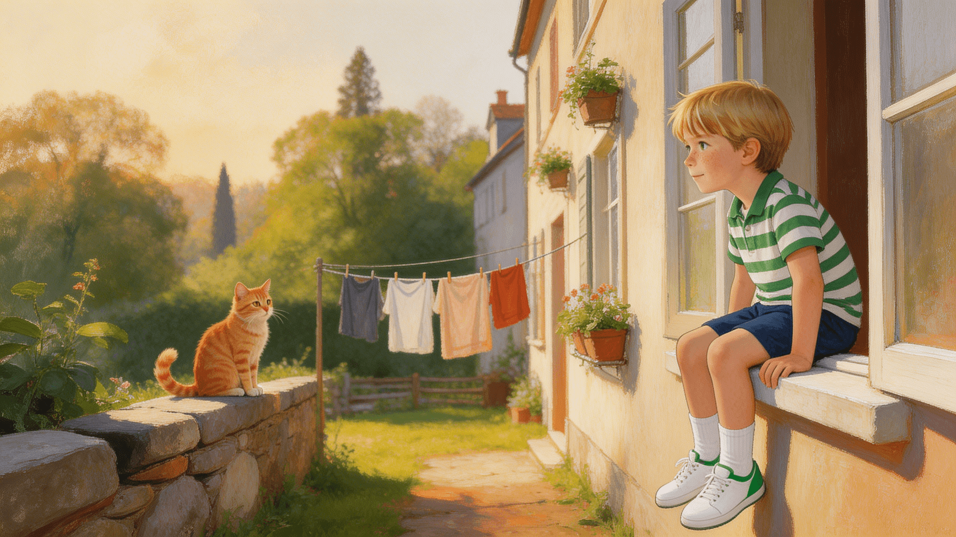 Ilustración de la escena 3: Leo y la casa que no conoce