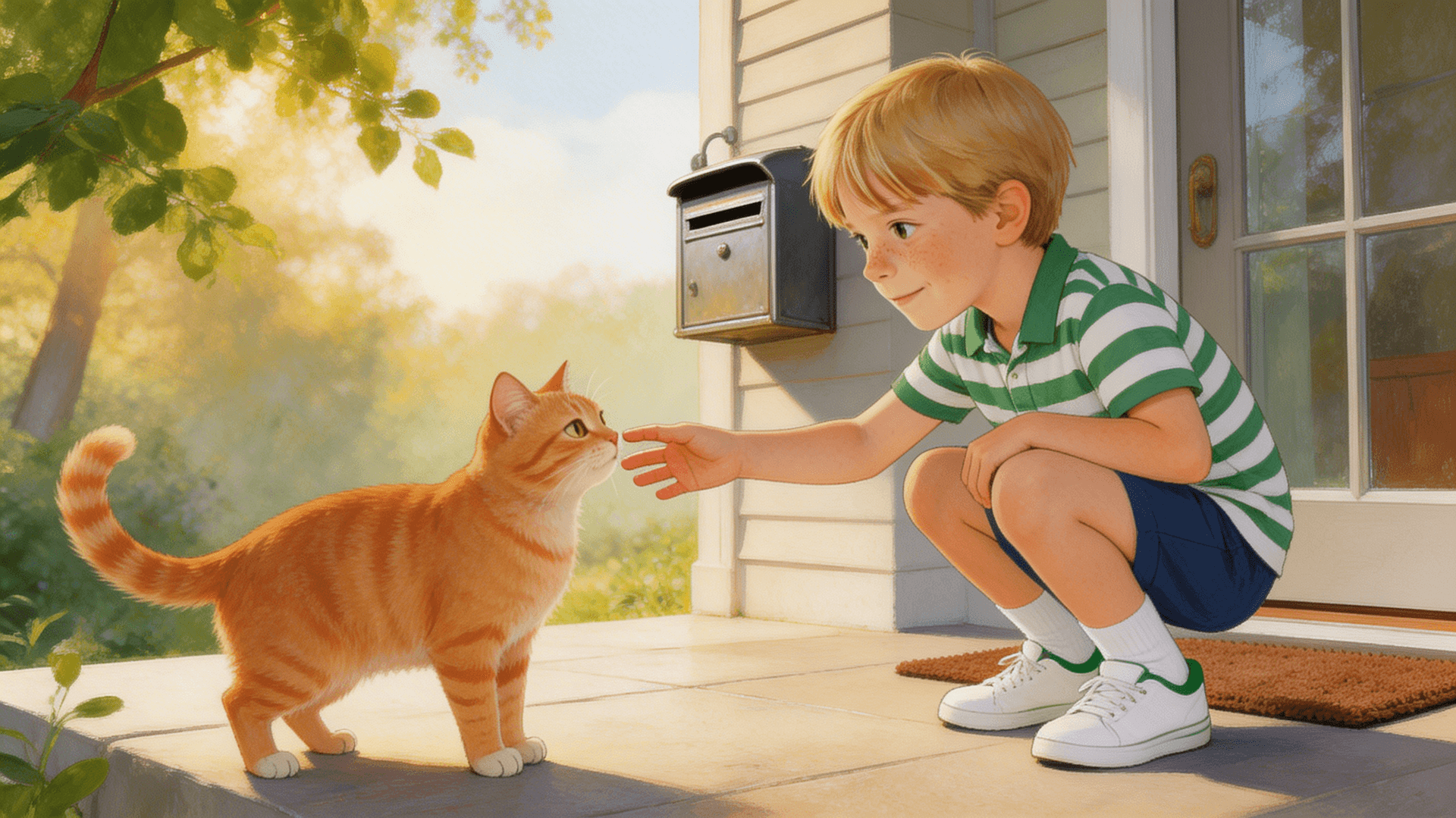 Ilustración de la escena 5: Leo y la casa que no conoce