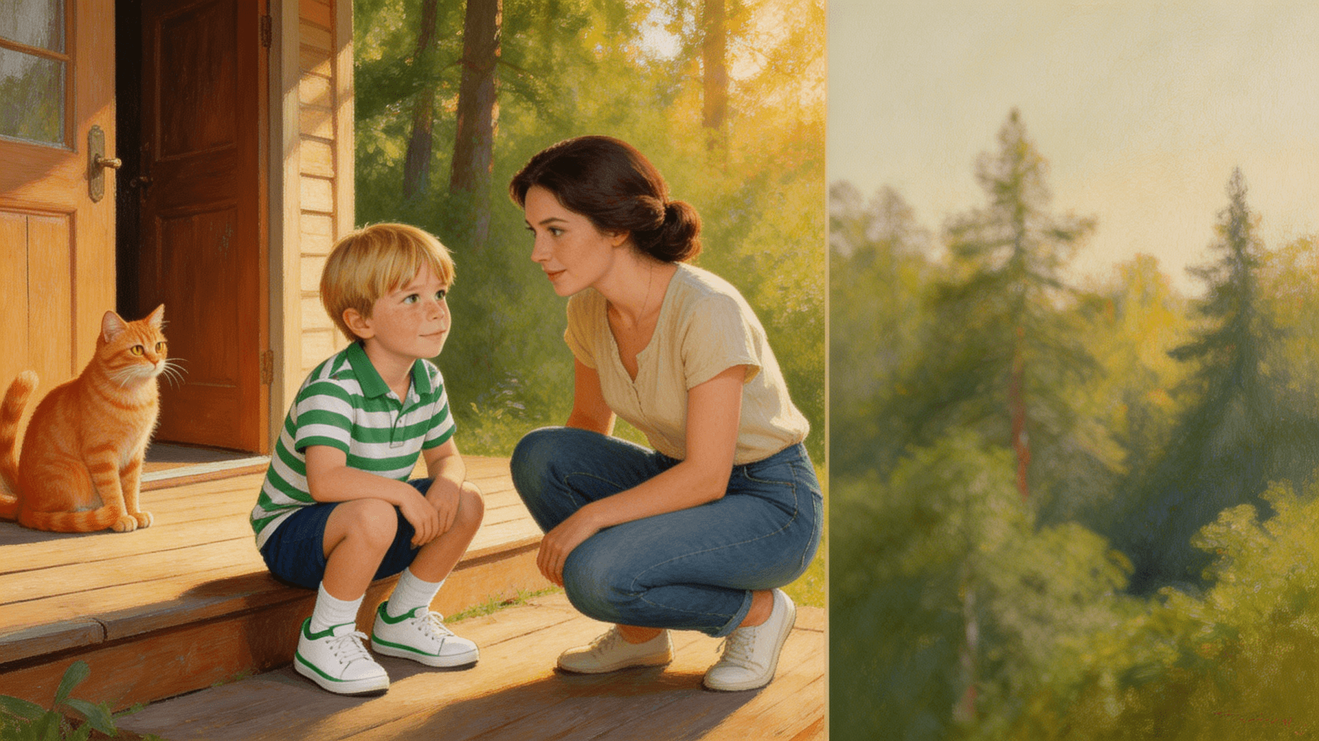 Ilustración de la escena 6: Leo y la casa que no conoce
