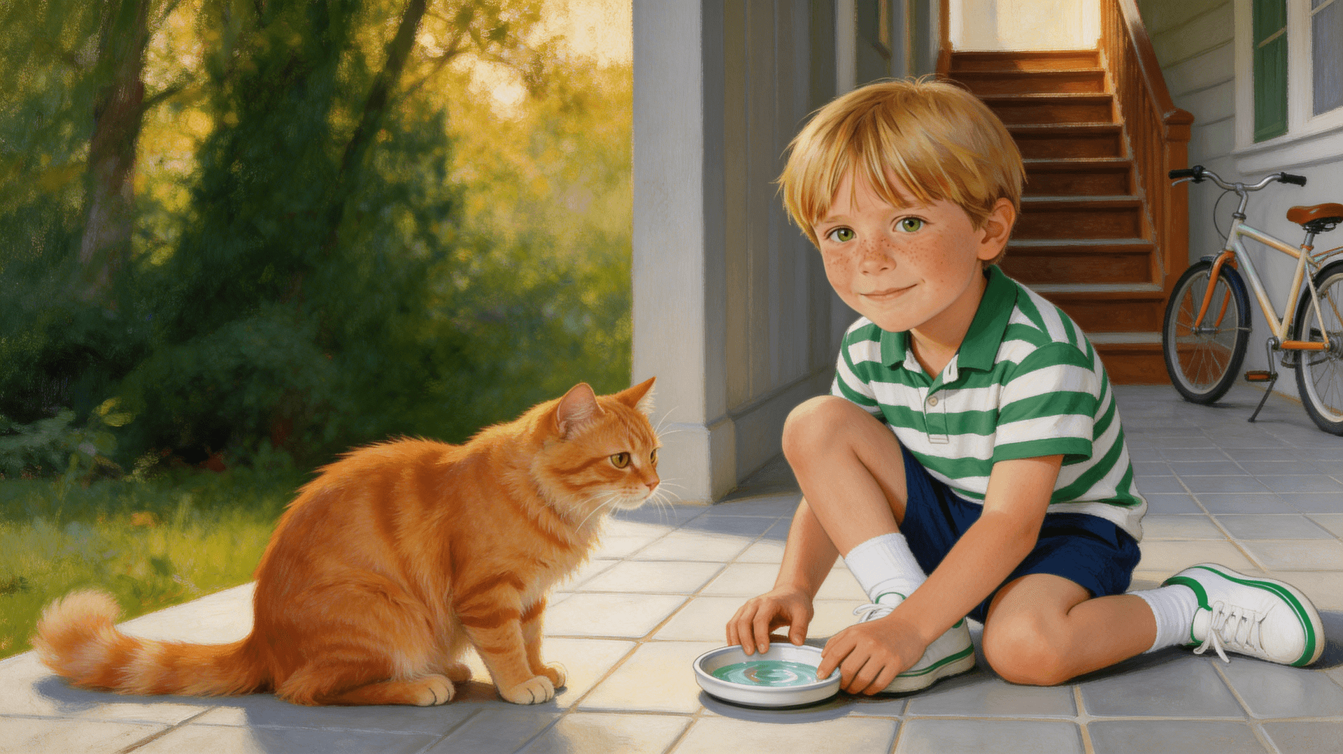 Ilustración de la escena 7: Leo y la casa que no conoce