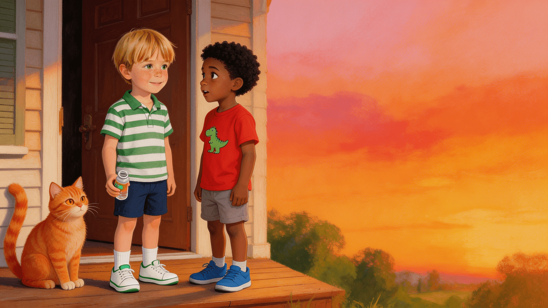 Ilustración de la escena 8: Leo y la casa que no conoce