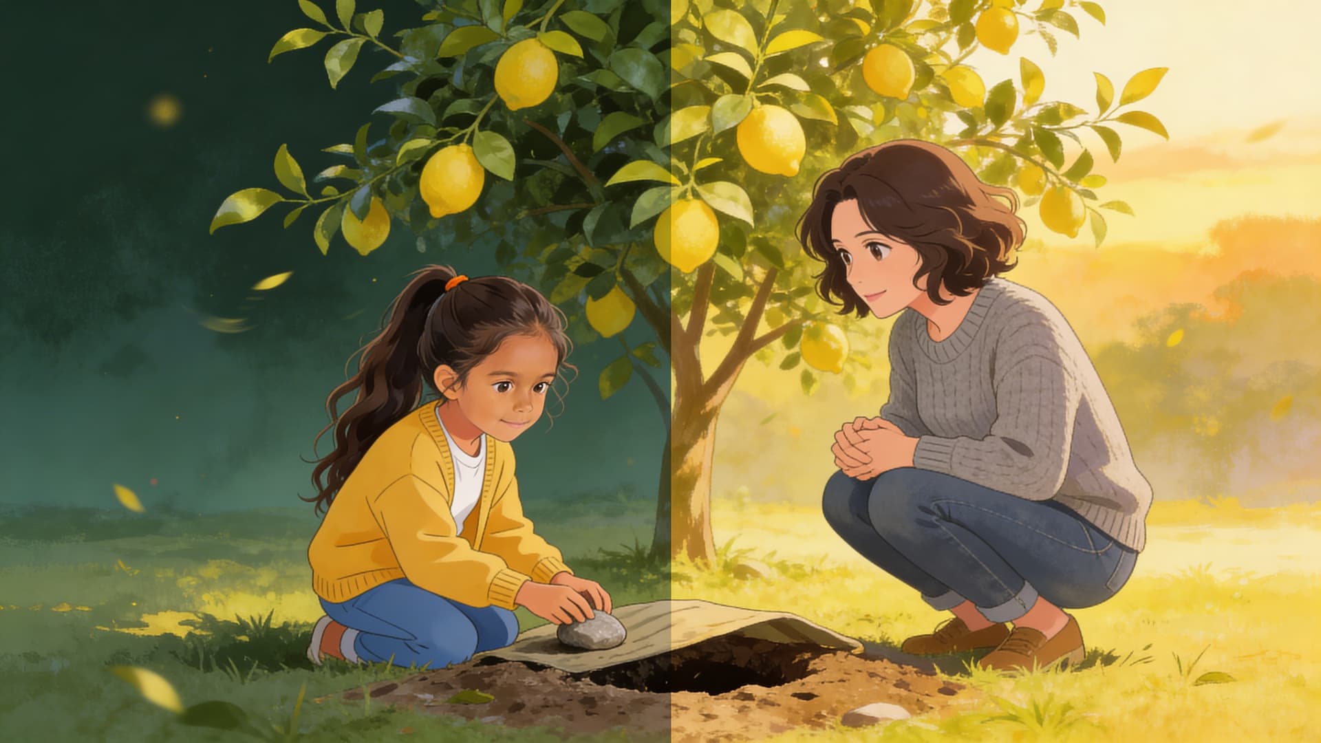 Ilustración de la escena 5: Alba y el pez que ya no nada