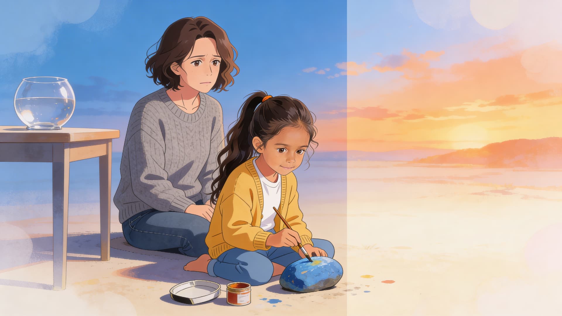 Ilustración de la escena 6: Alba y el pez que ya no nada