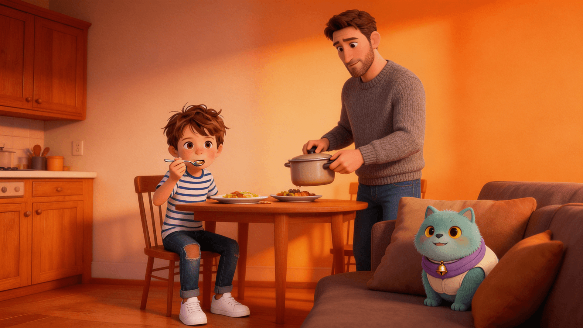 Ilustración de la escena 5: El monstruo que se comía los miedos