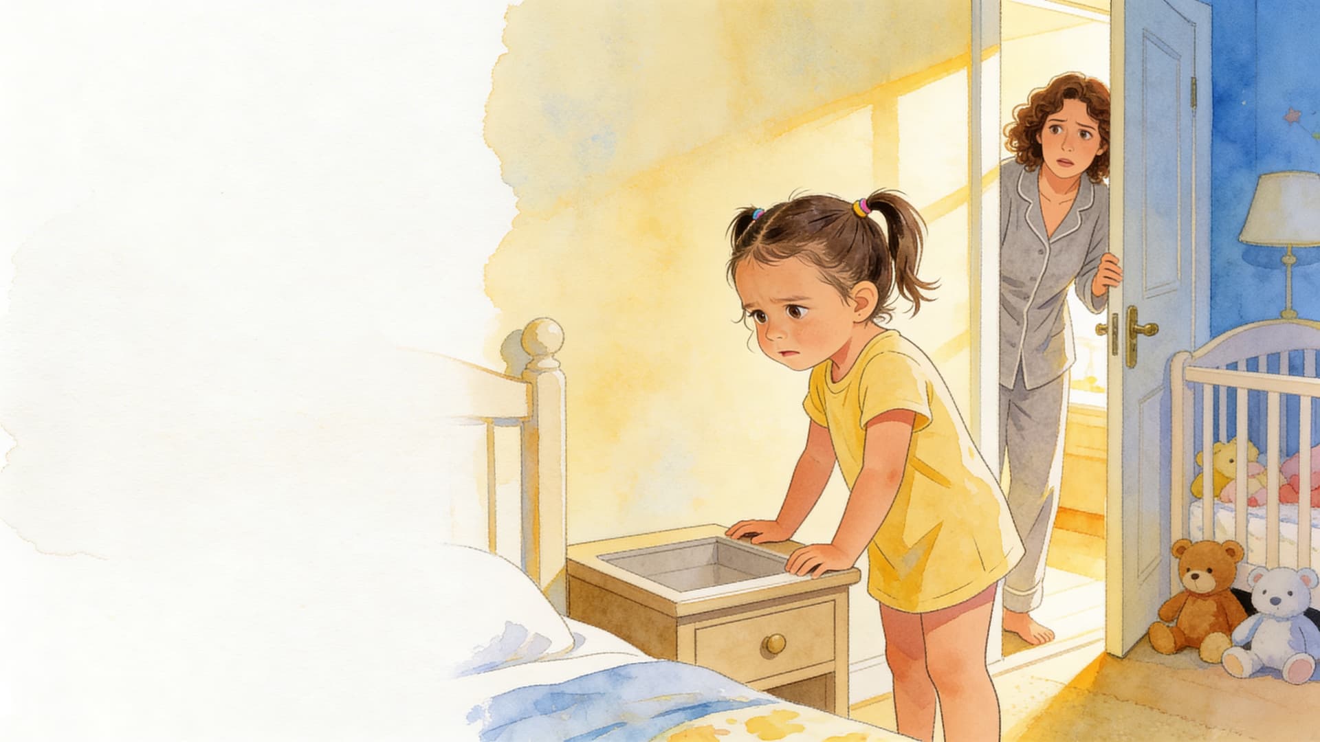 Ilustración de la escena 1: Valentina, ¿dónde está mi chupete?