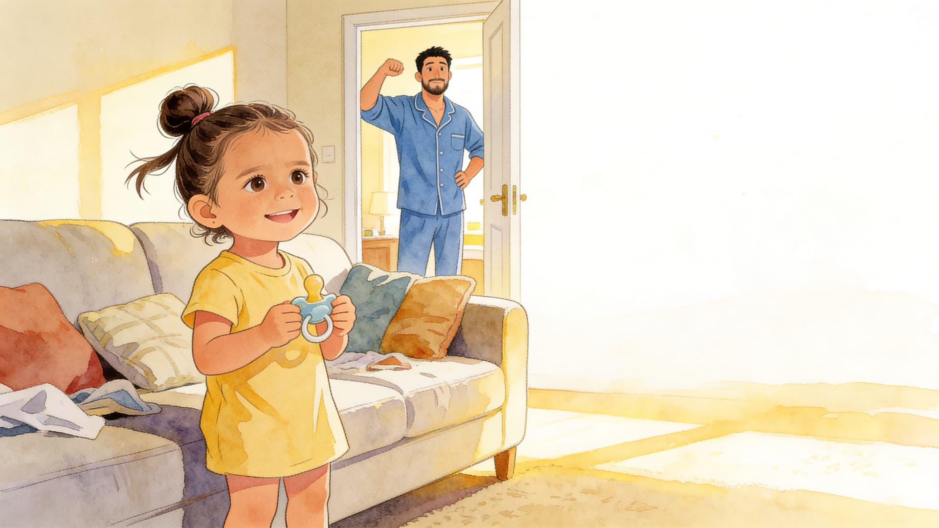 Ilustración de la escena 8: Valentina, ¿dónde está mi chupete?