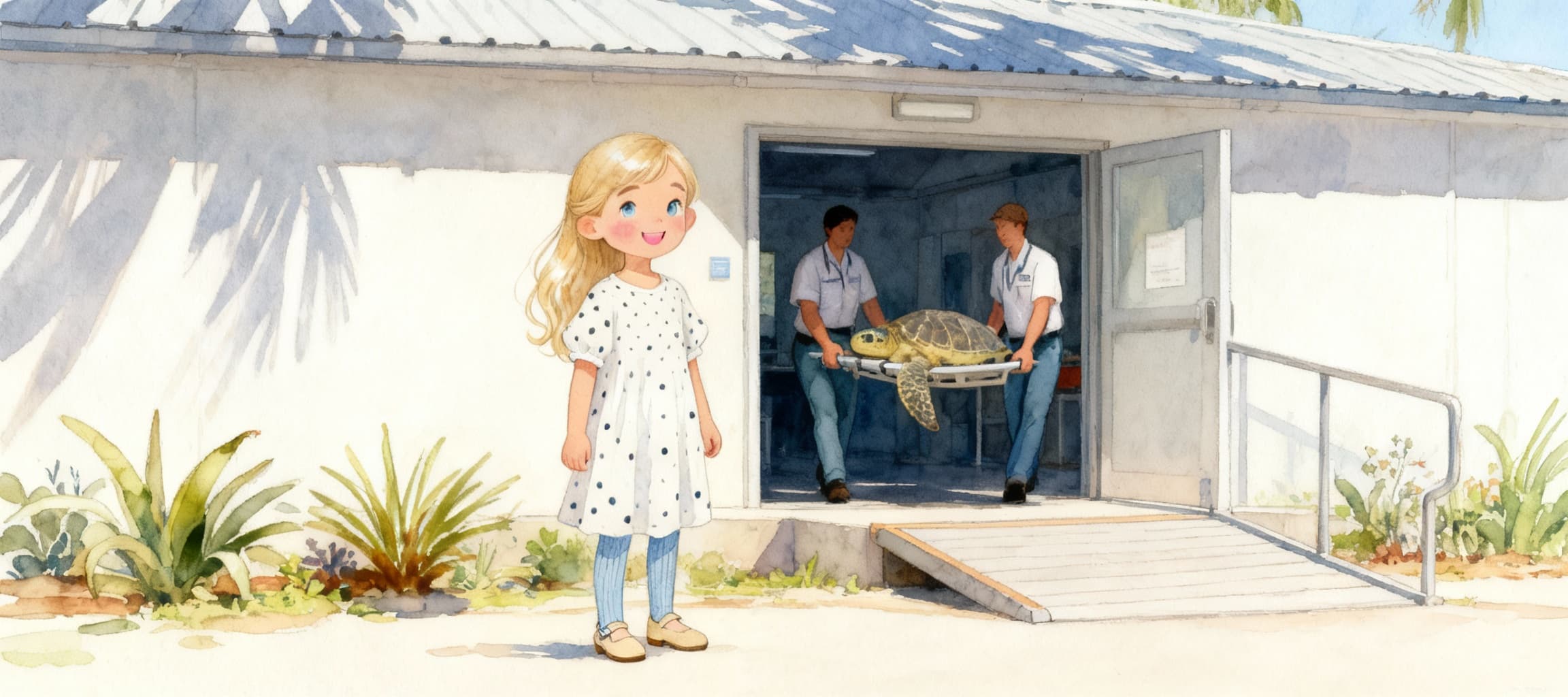 Ilustración de la escena 7: Sofía, la Cuidadora de Tortugas