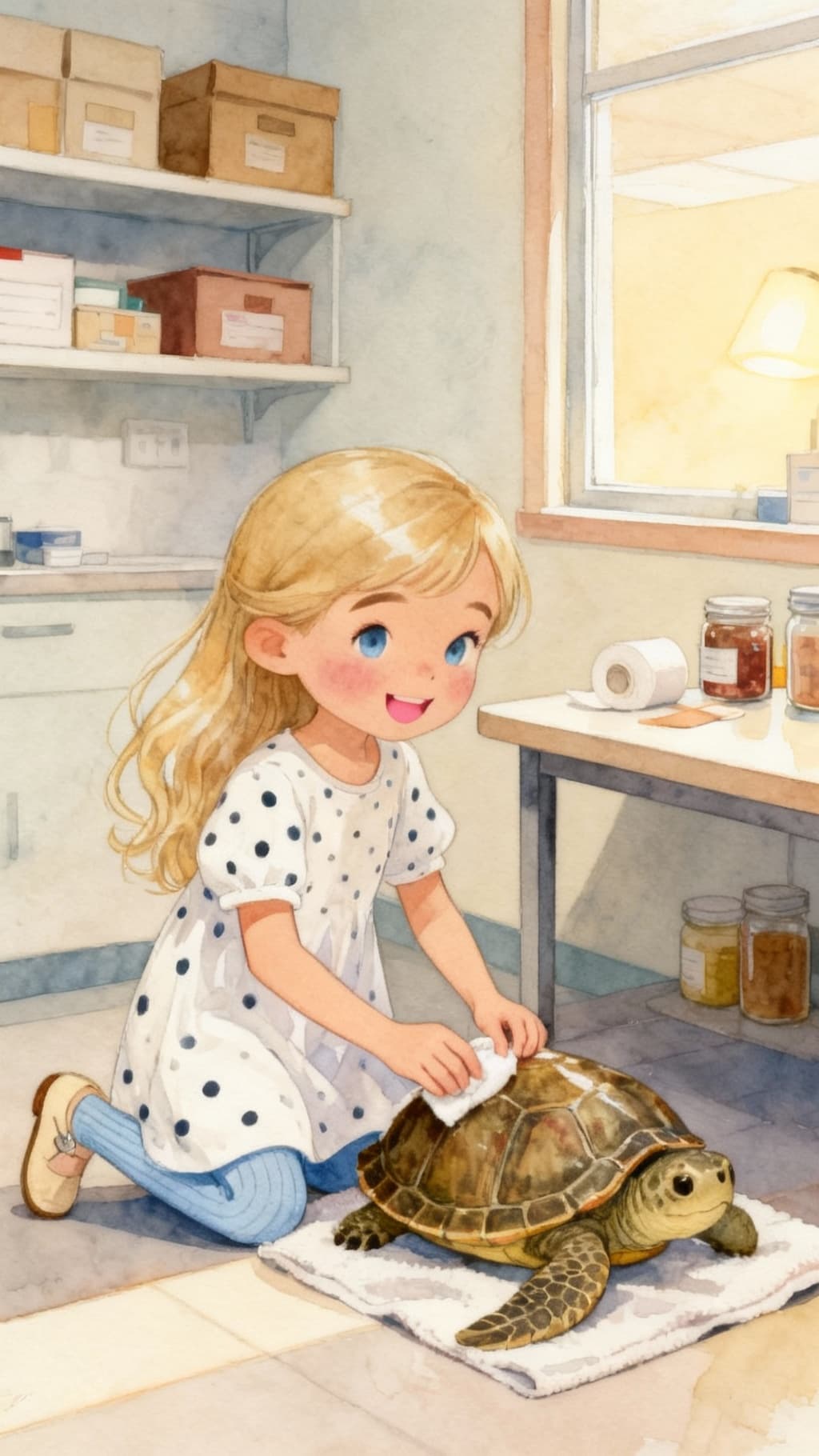 Ilustración de la escena 9: Sofía, la Cuidadora de Tortugas