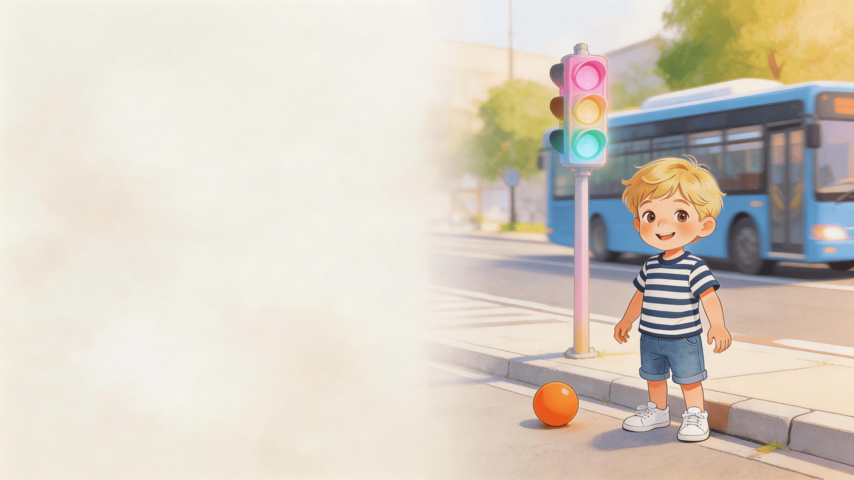 Ilustración de la escena 3: Lucas y el semáforo de las normas