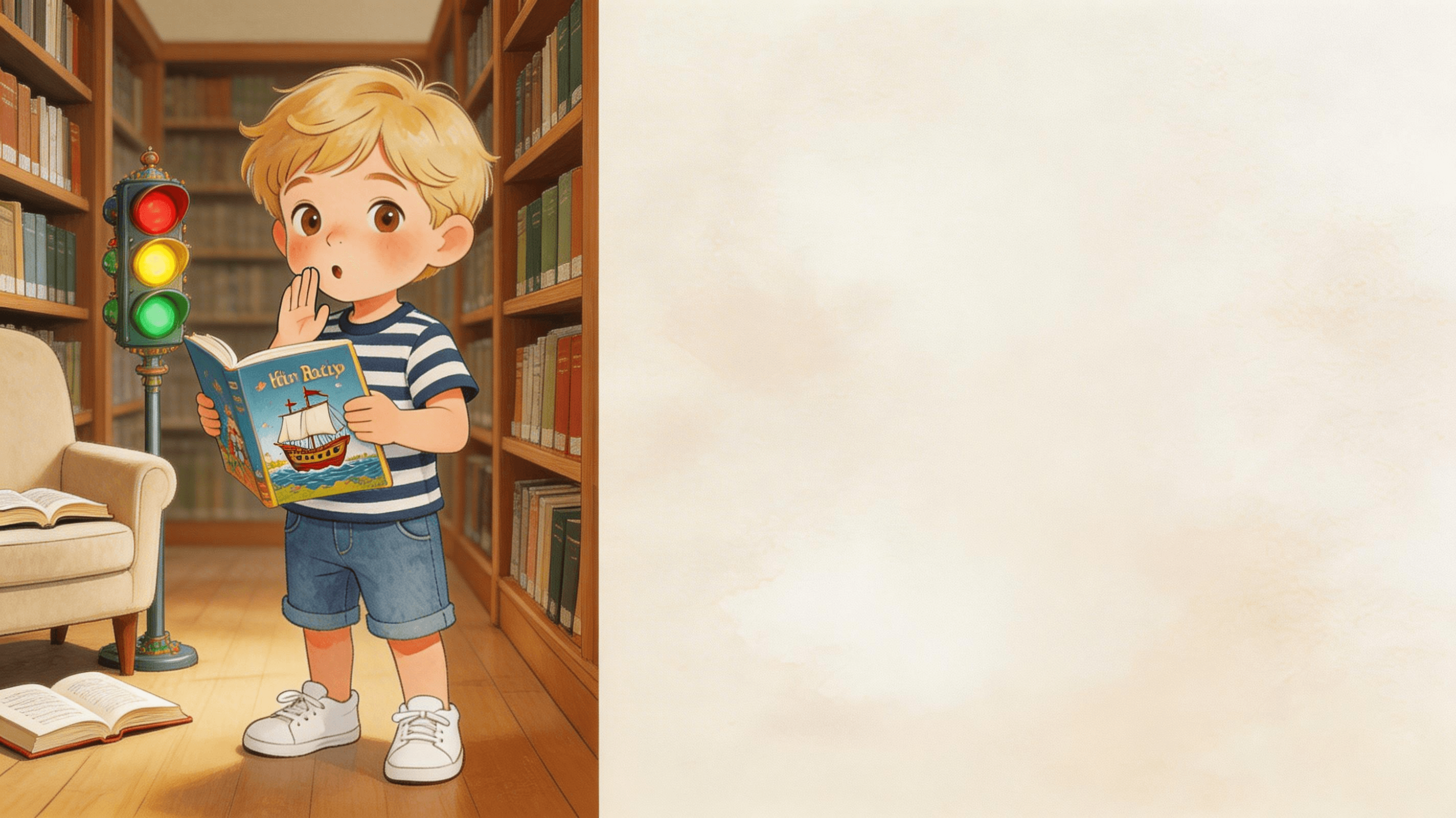 Ilustración de la escena 4: Lucas y el semáforo de las normas