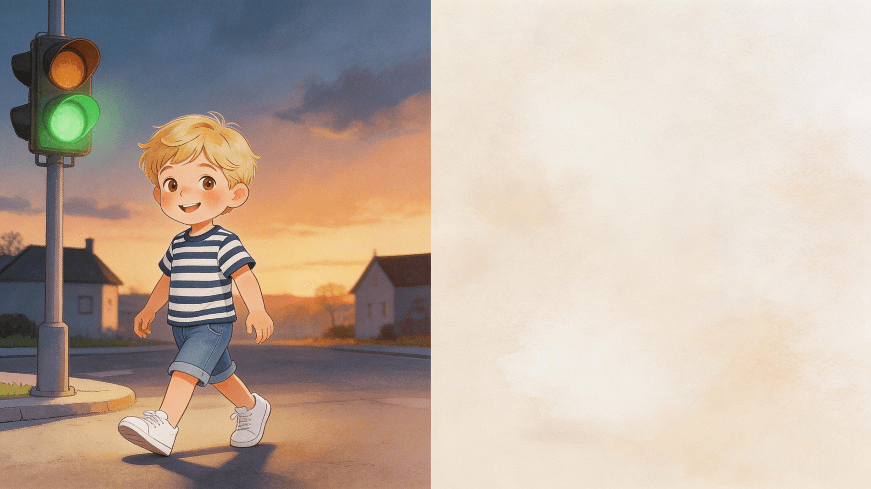 Ilustración de la escena 6: Lucas y el semáforo de las normas