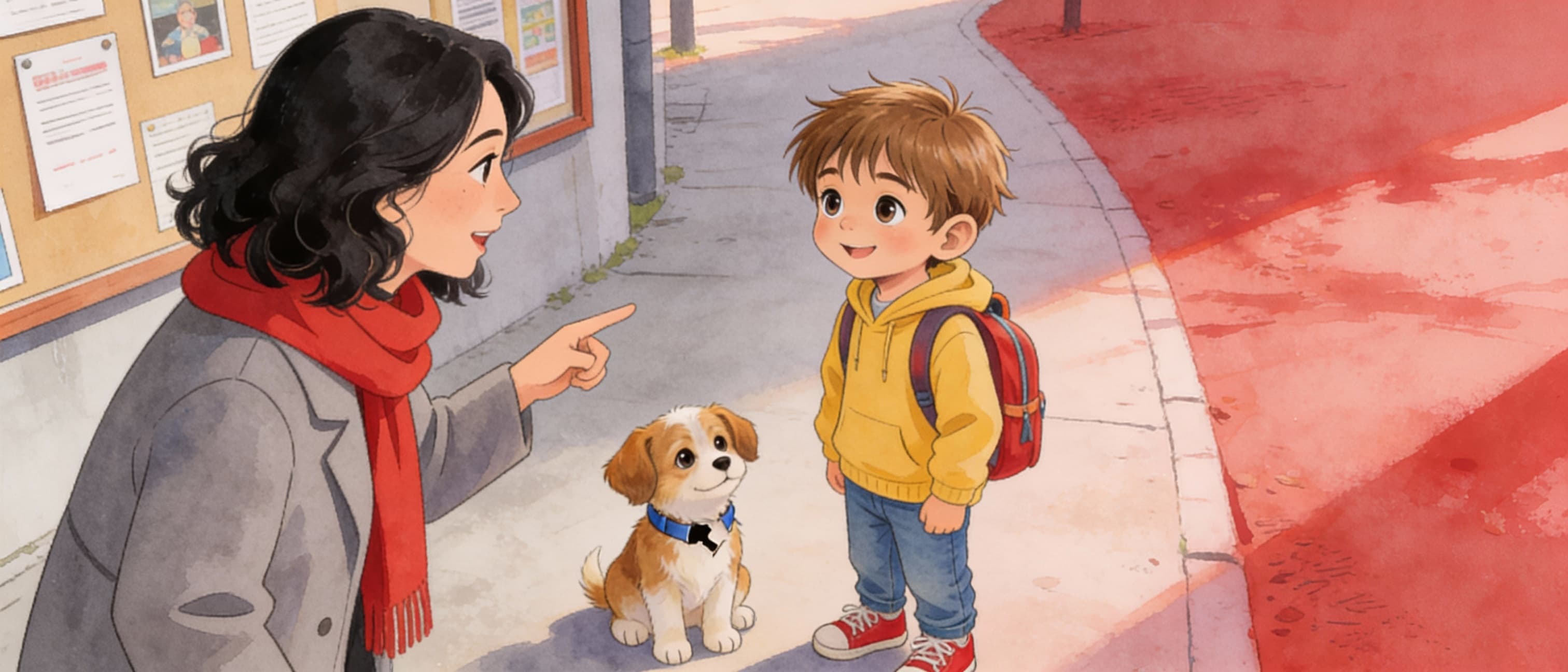 Ilustración de la escena 13: Lucas y el perrito del parque