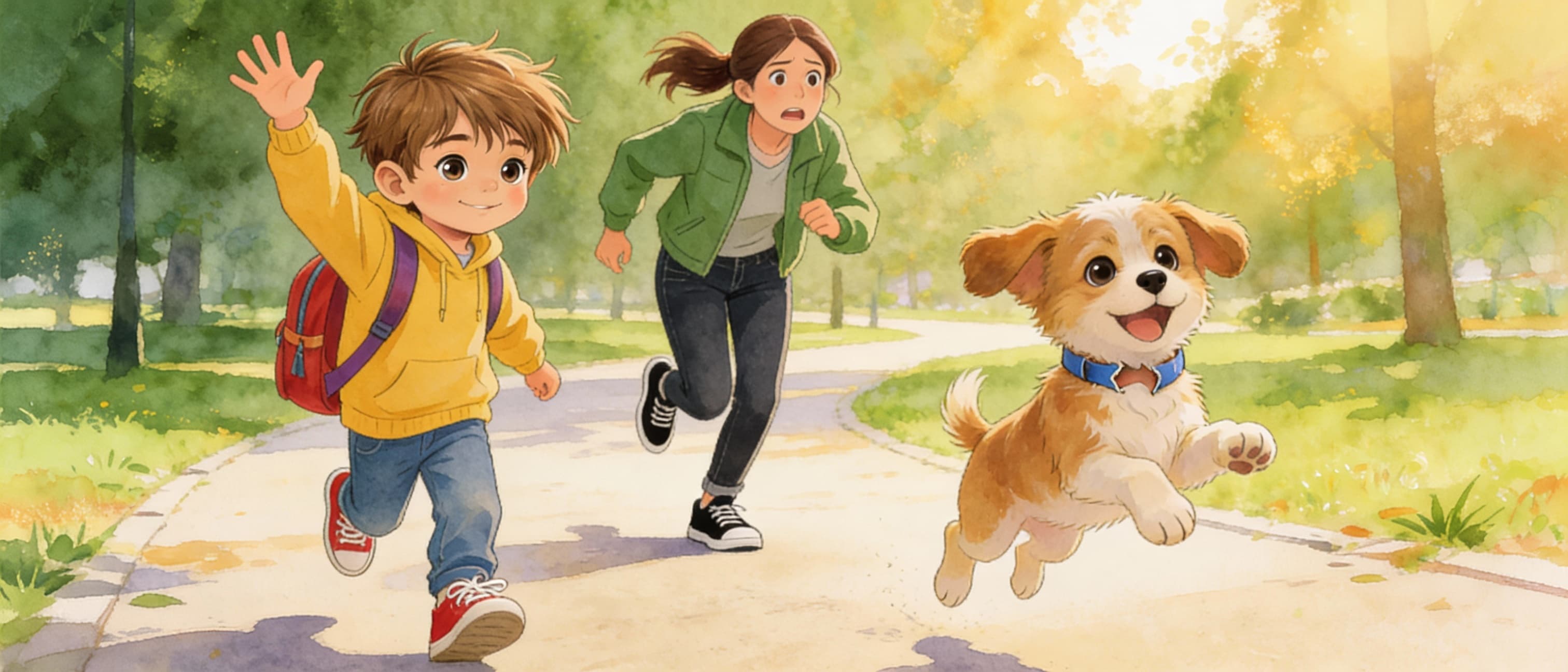 Ilustración de la escena 17: Lucas y el perrito del parque