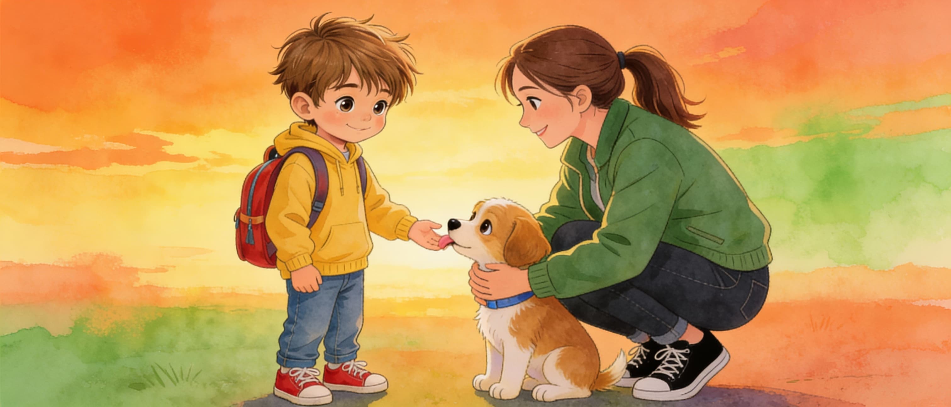 Ilustración de la escena 19: Lucas y el perrito del parque