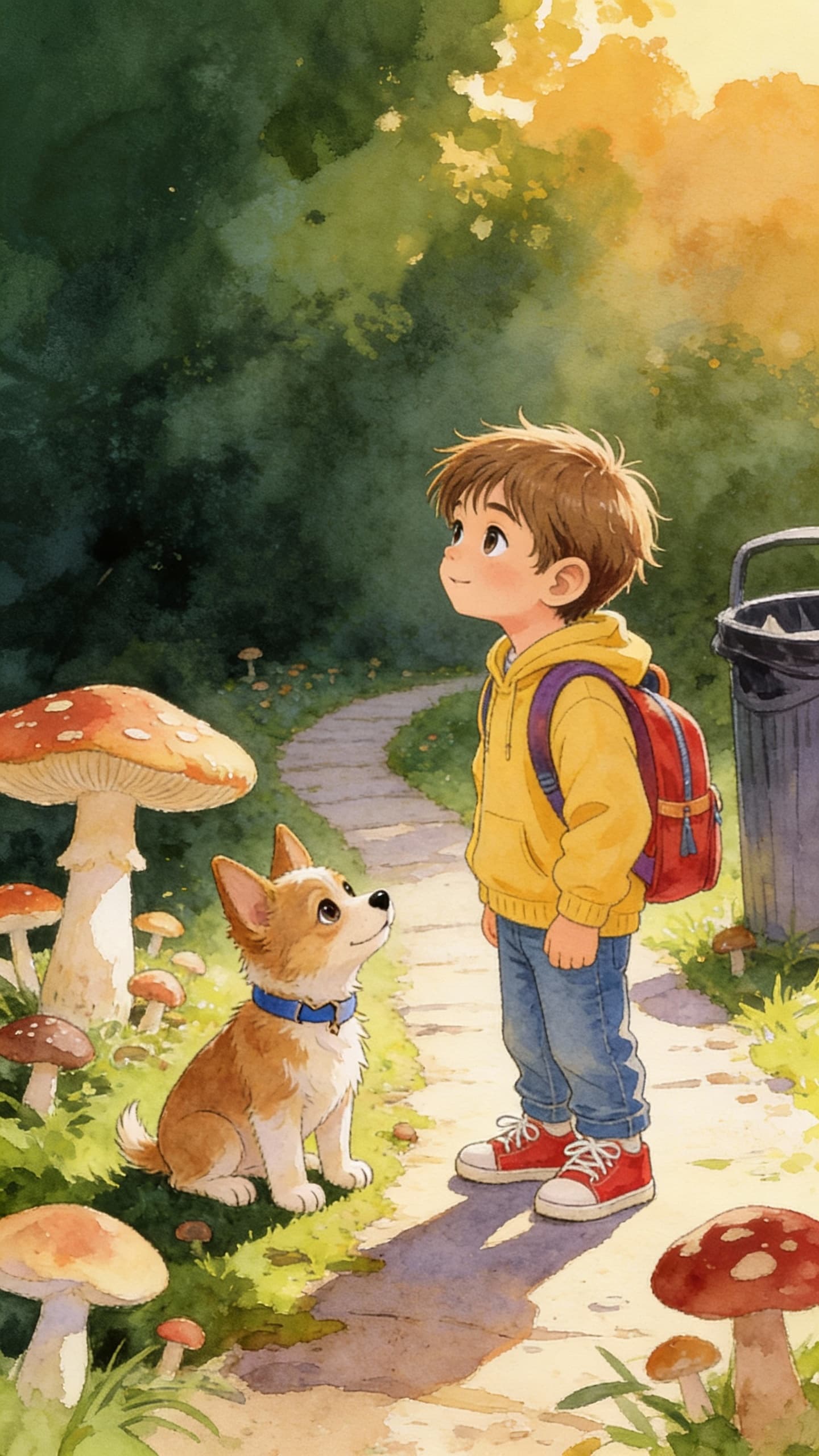 Ilustración de la escena 9: Lucas y el perrito del parque