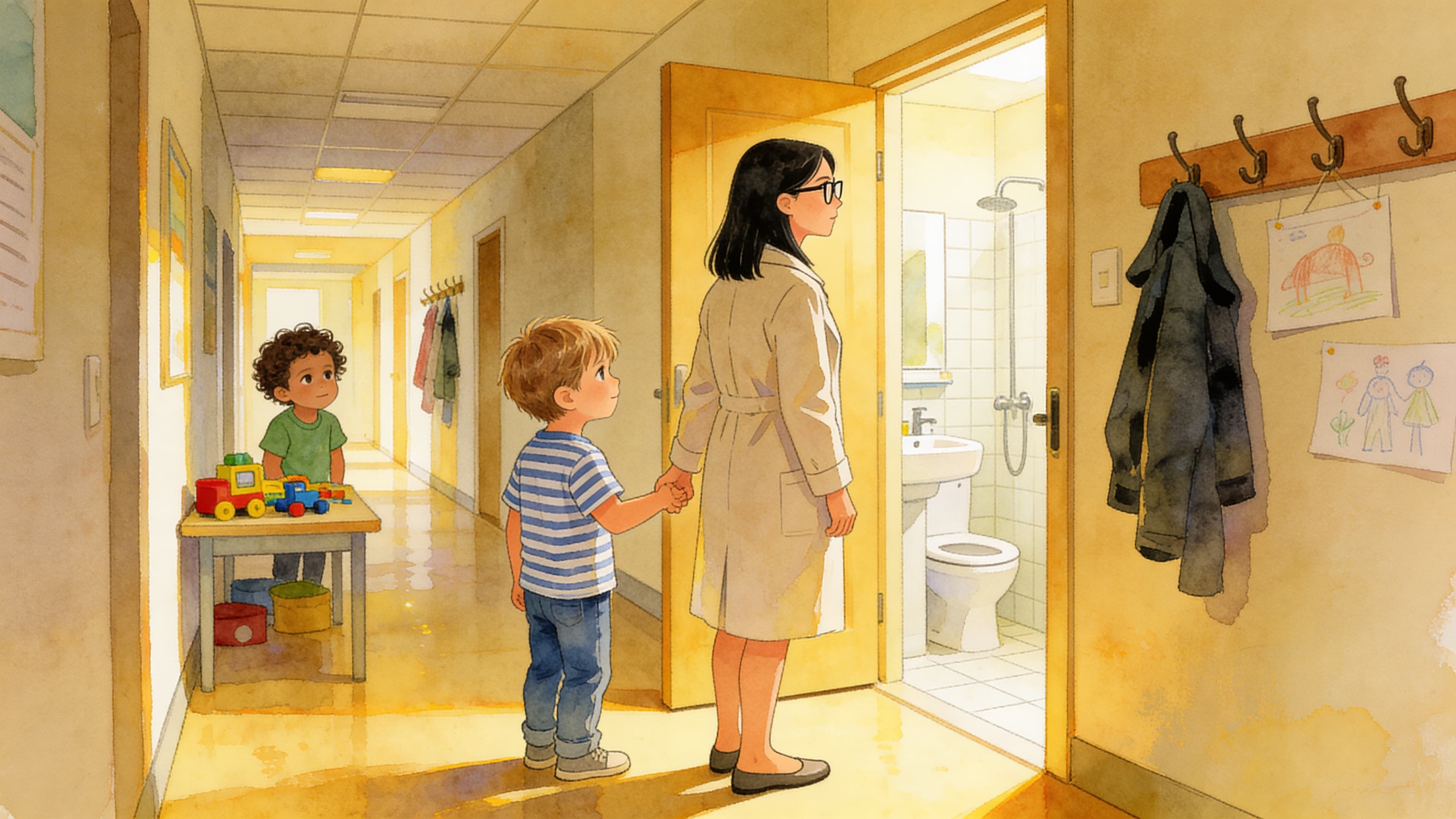 Ilustración de la escena 6: Lucas y el váter de mayores