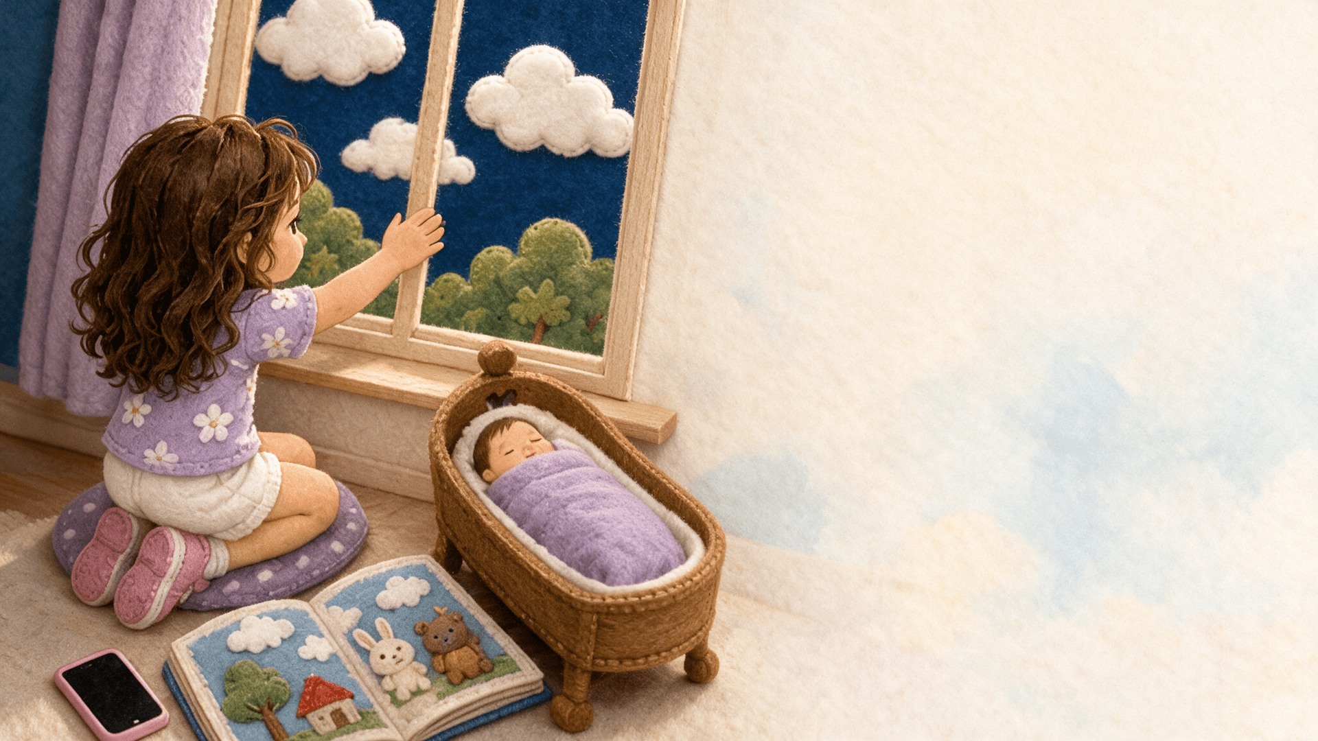Ilustración de la escena 4: Emma y el bebé que ocupaba todo