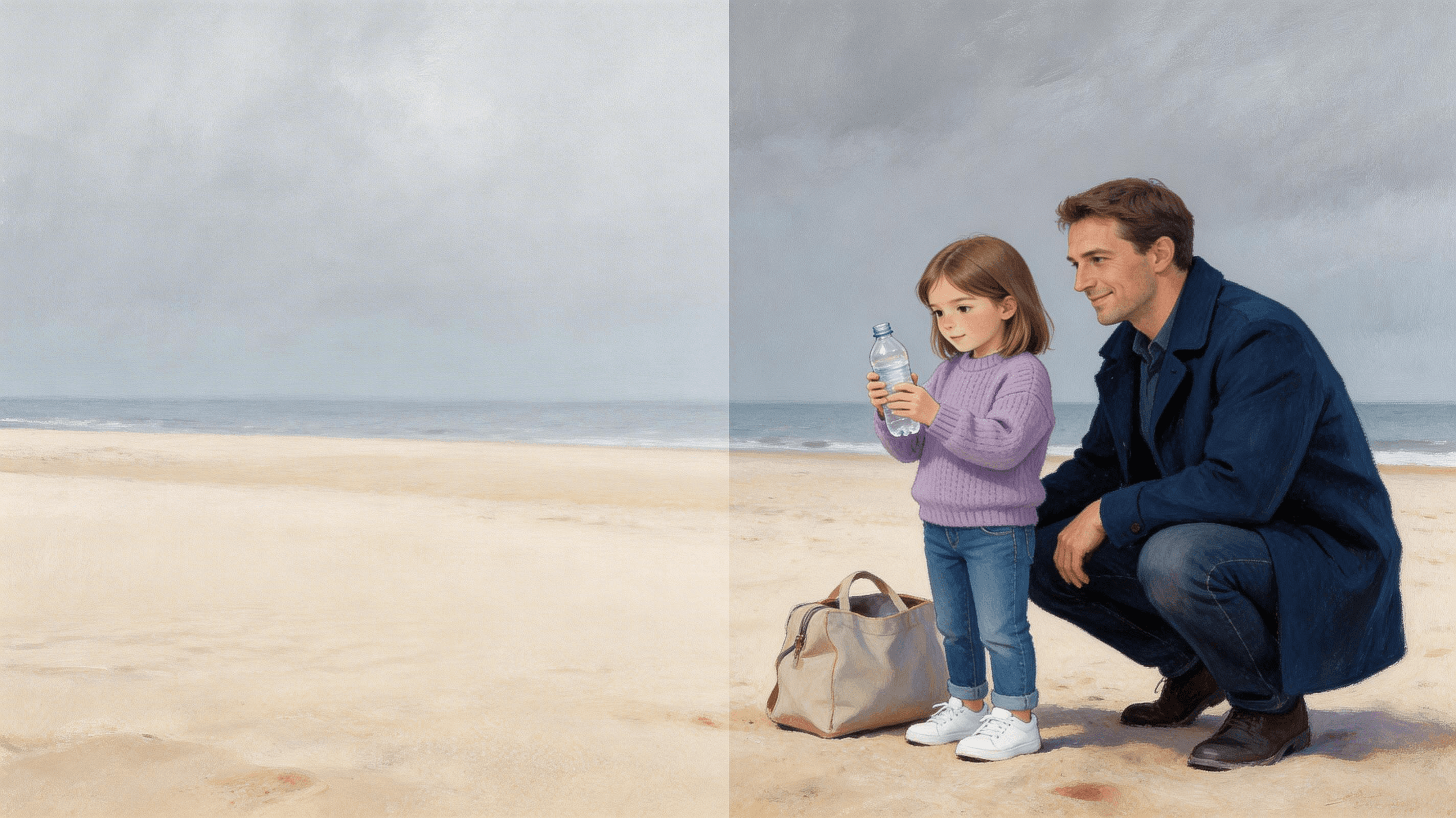 Ilustración de la escena 7: Lara y la playa de los plásticos