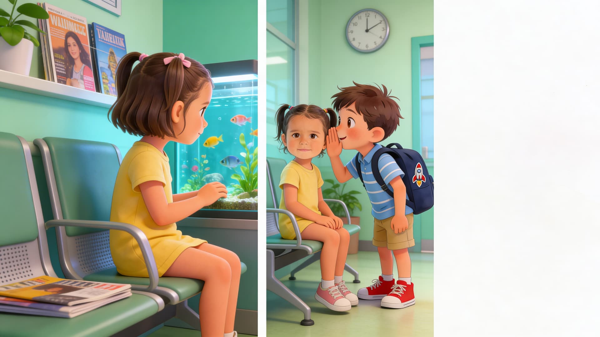 Ilustración de la escena 2: Valentina y la dentista de los dientes valientes