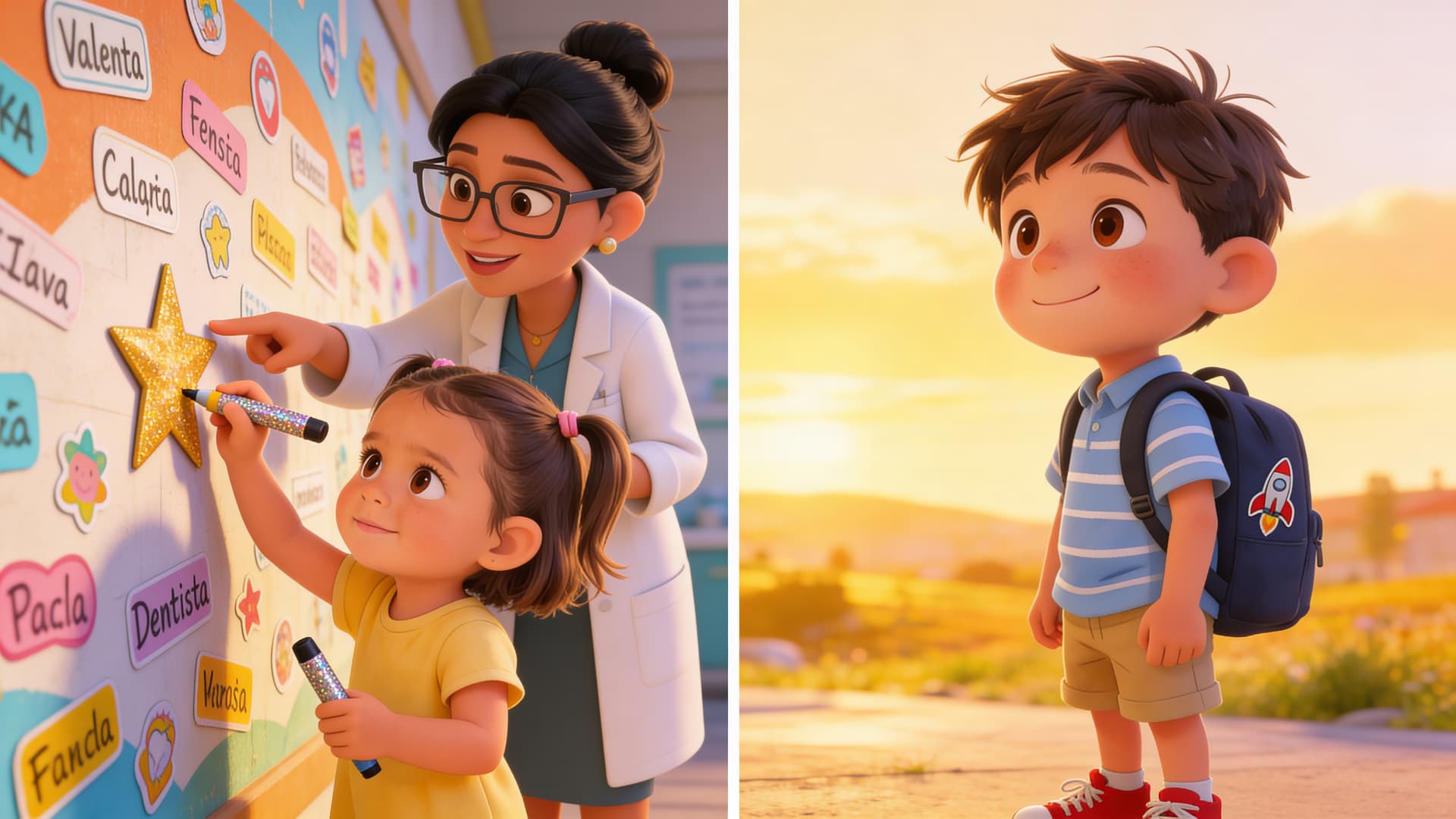 Ilustración de la escena 6: Valentina y la dentista de los dientes valientes