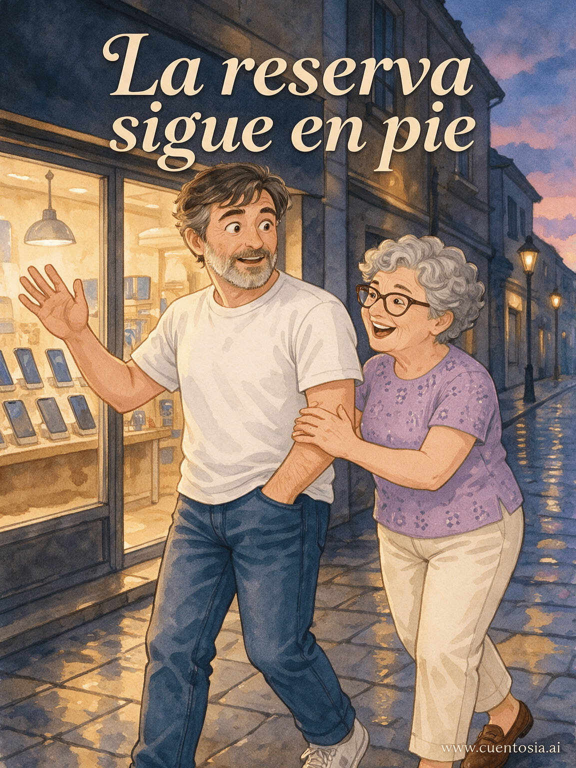 Portada ilustrada del cuento «La reserva sigue en pie», Aniversario