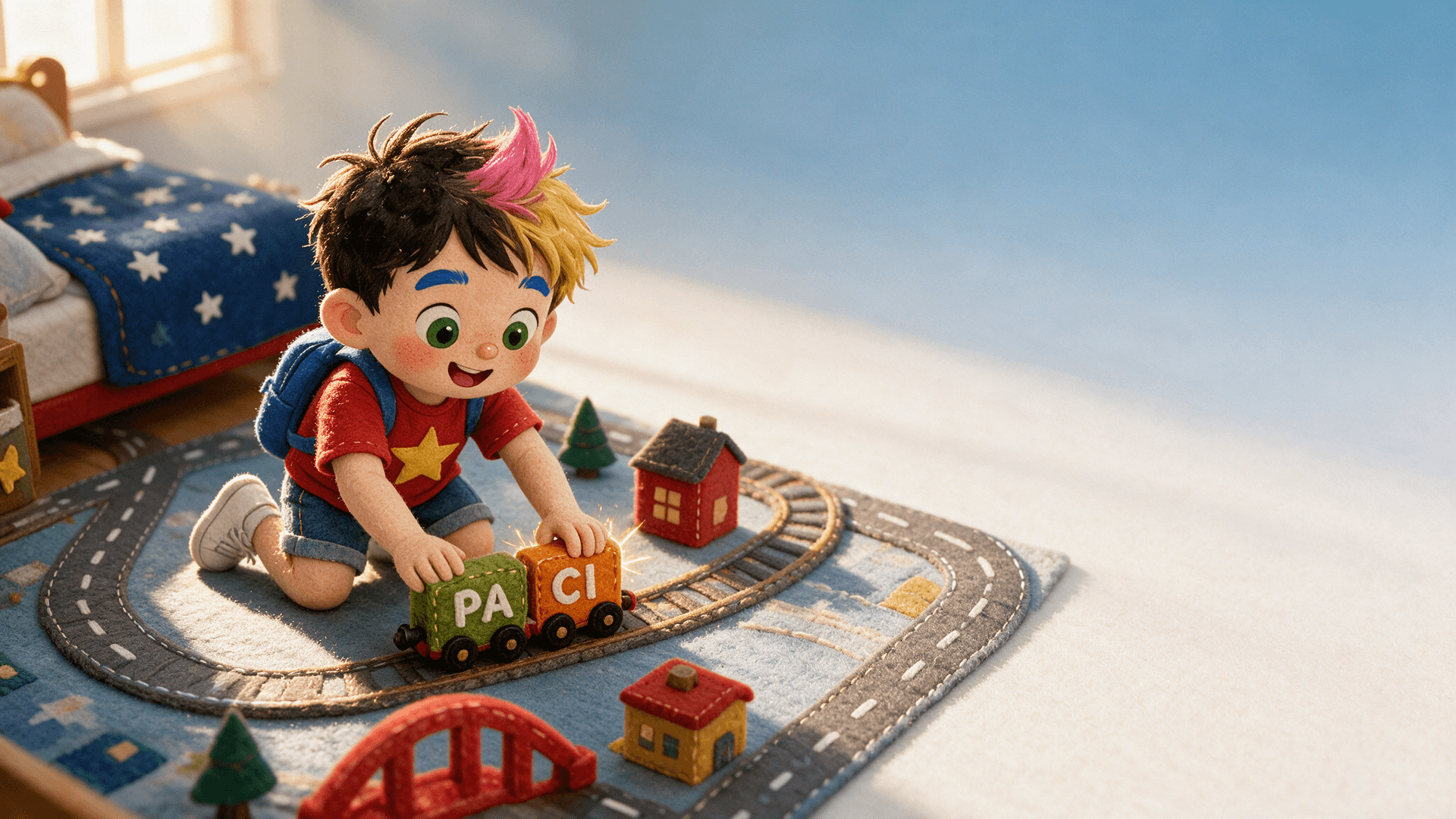 Ilustración de la escena 2: El tren de las sílabas