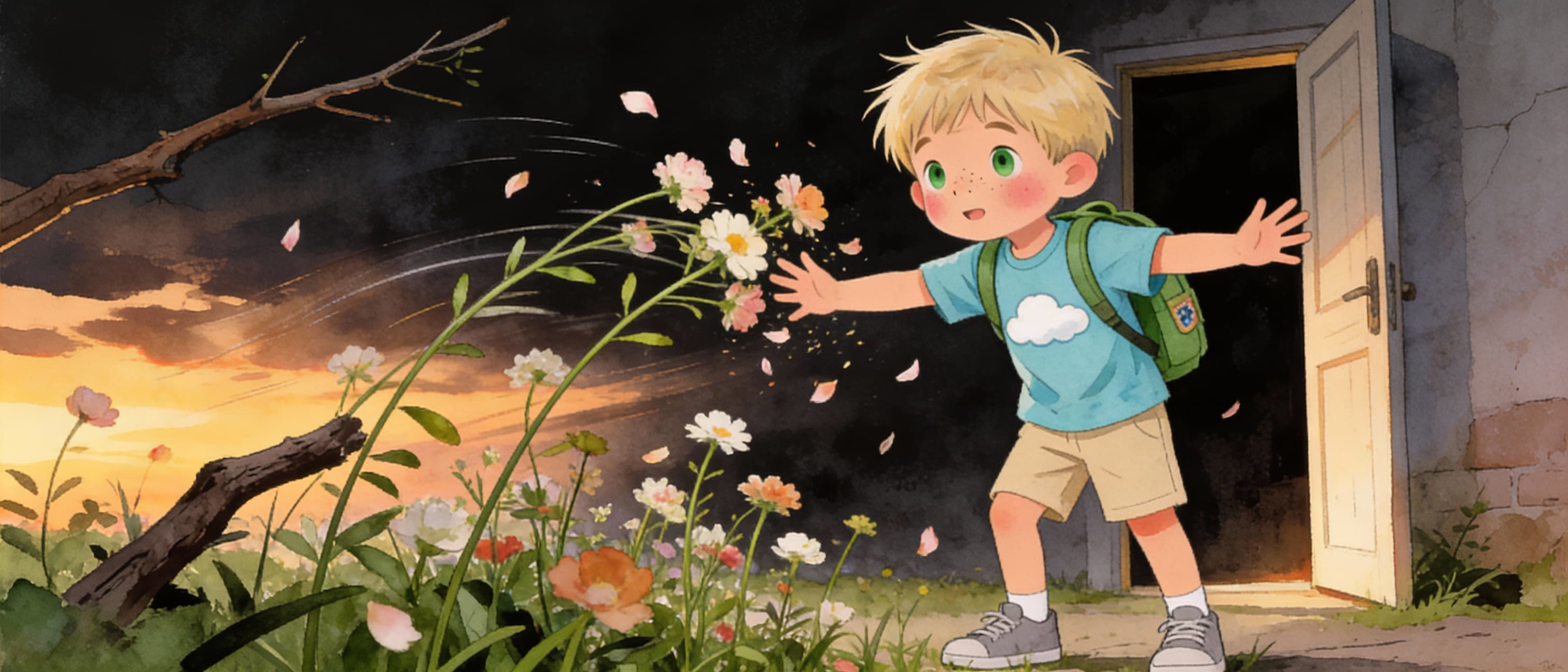Ilustración de la escena 11: El jardín de los colores de Mateo
