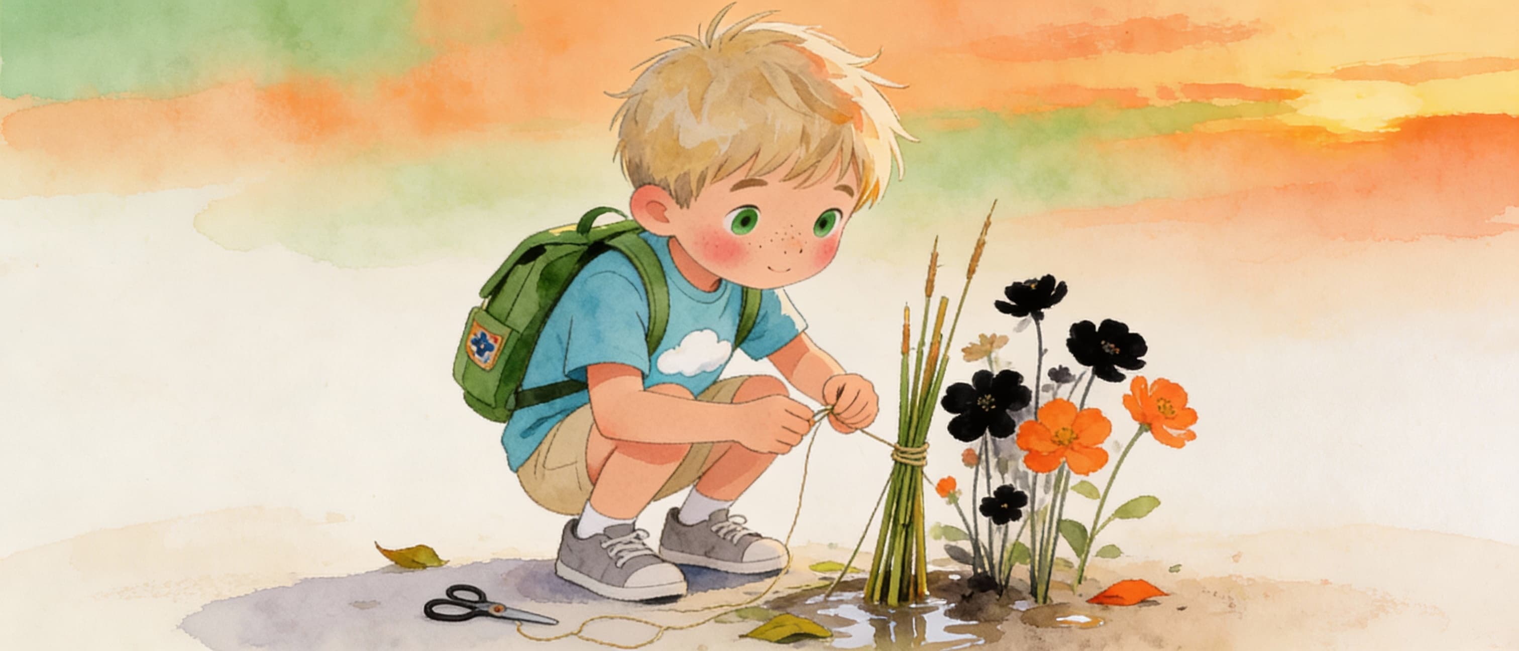 Ilustración de la escena 13: El jardín de los colores de Mateo