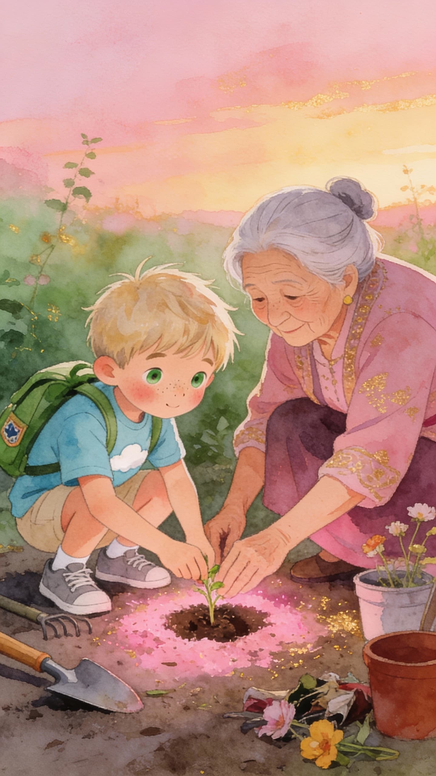 Ilustración de la escena 15: El jardín de los colores de Mateo