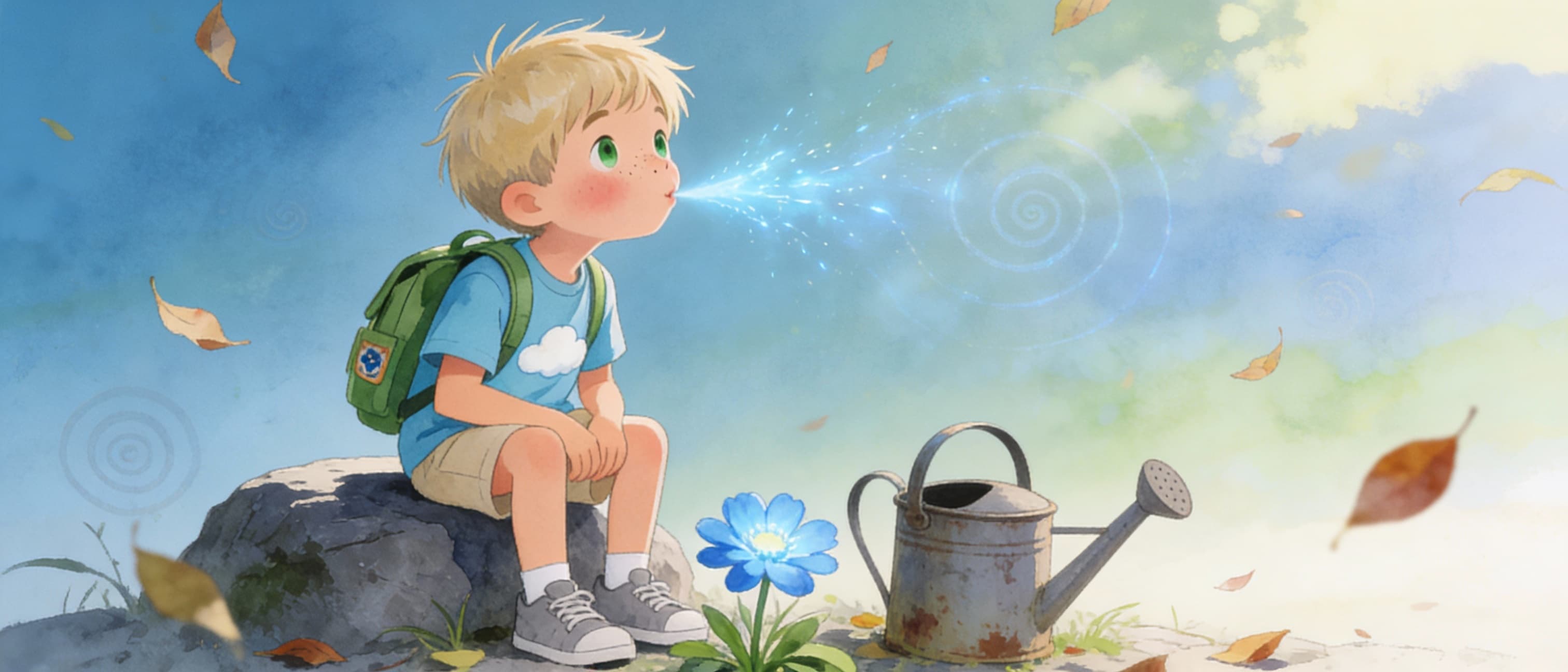 Ilustración de la escena 5: El jardín de los colores de Mateo