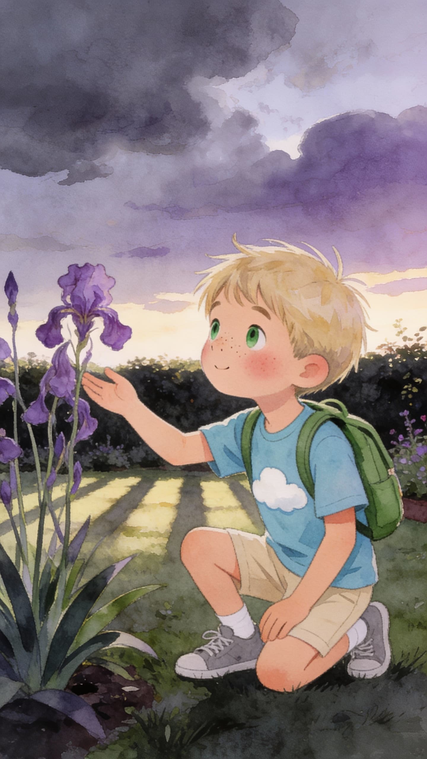 Ilustración de la escena 9: El jardín de los colores de Mateo