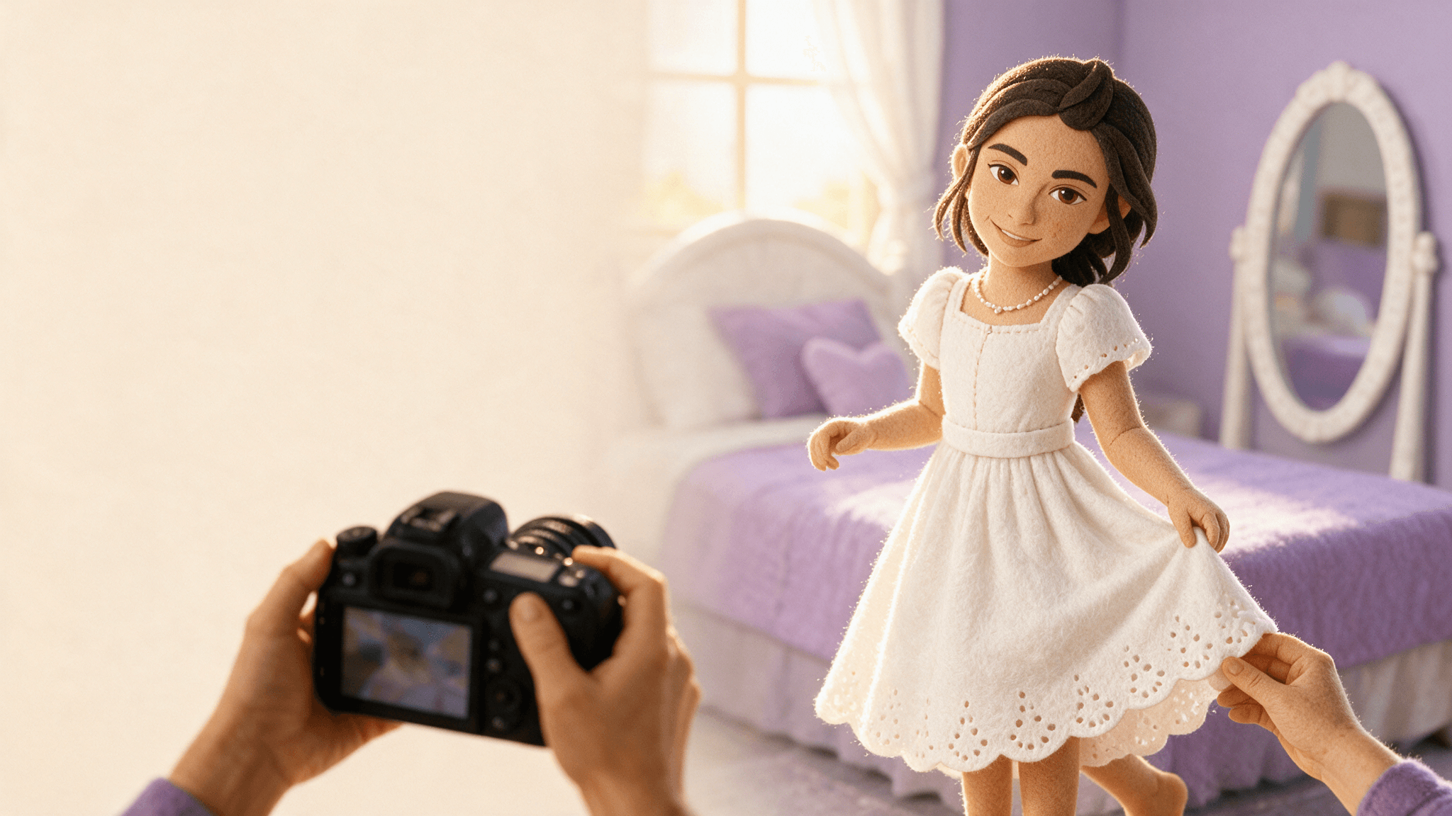 Illustrated scene from a personalized gift storybook for First Communion