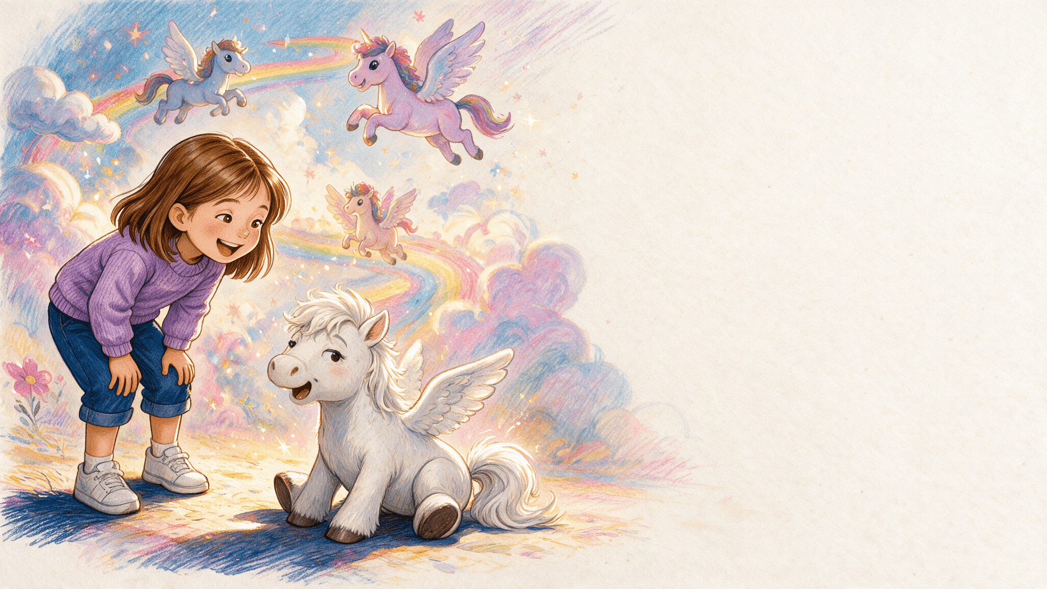 Ilustración de la escena 2: Lara en el reino de los ponis